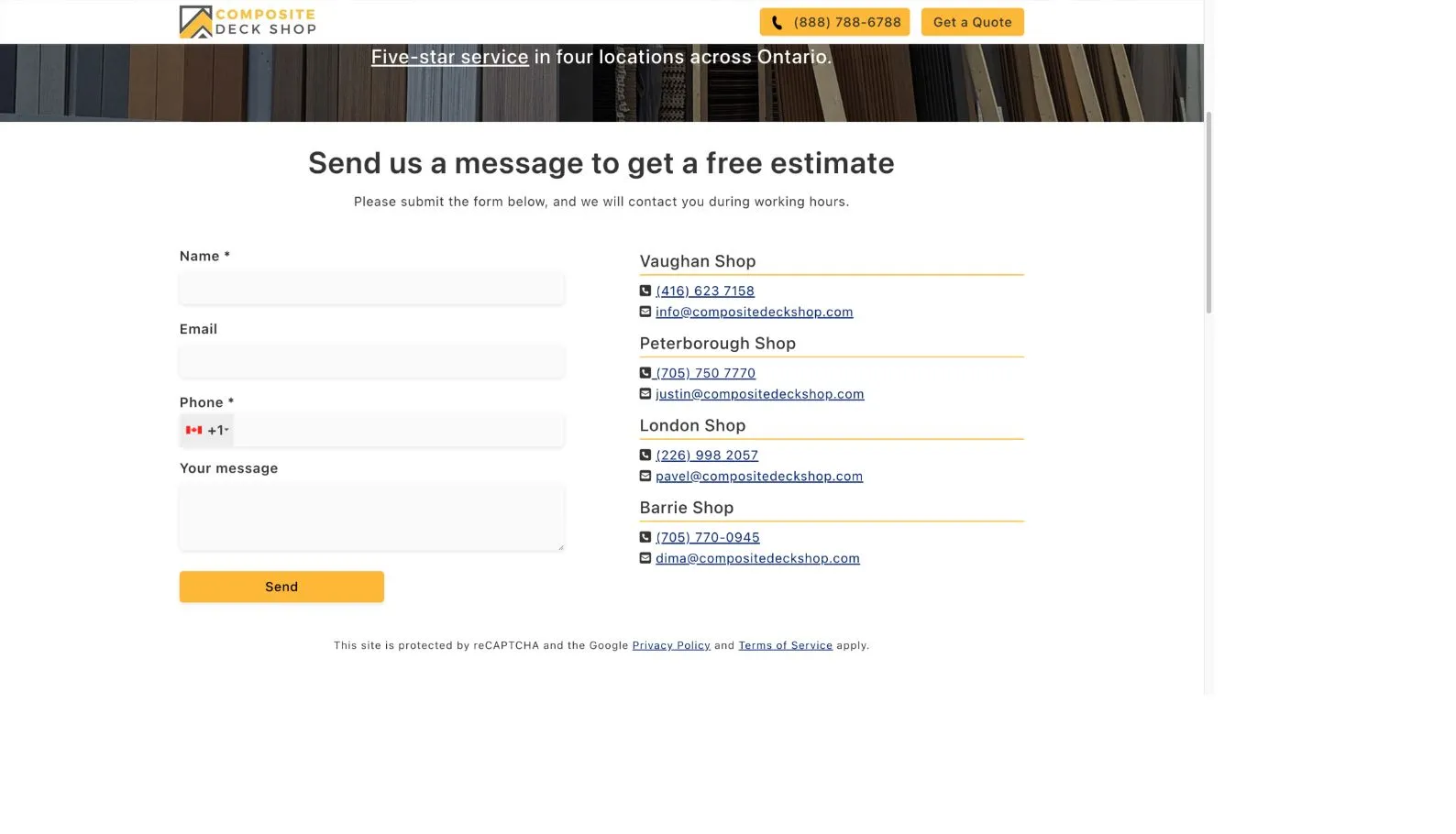 Old general contact form with name, email and a free-text message field