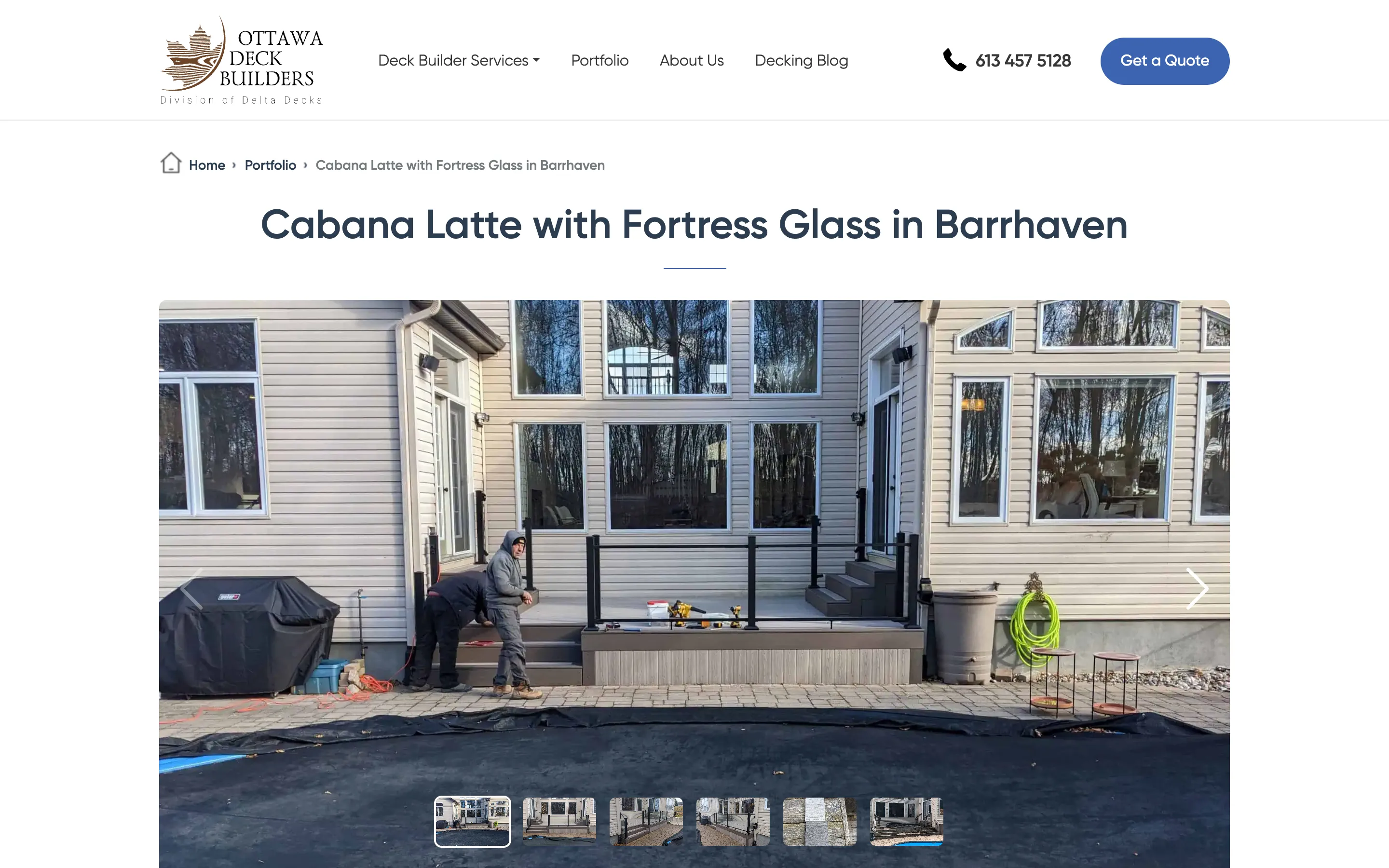 Old project page: a title over a carousel of unsorted job-site photos